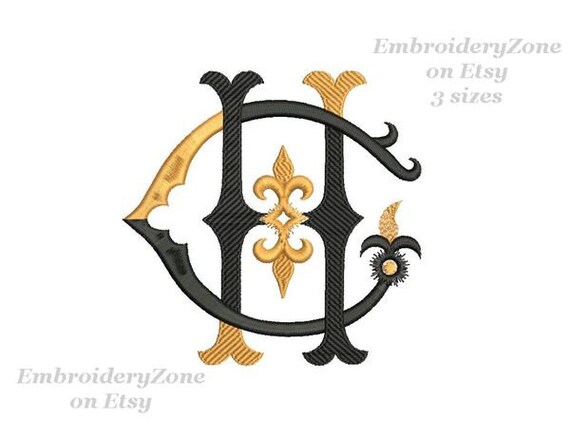 Doble Monograma De Boda C H Maquina Disenos De Bordado Ch Etsy