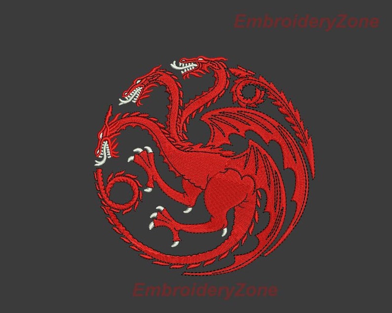 Logo House Targaryen Game Of Thrones Embroidery Design For Machine 6 Sizes Fire And Blood Dragon Embroidery Pattern Embroidery Dragons