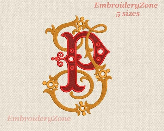 Double Wedding Monogram J P Machine Embroidery Designs Jp Pj Etsy