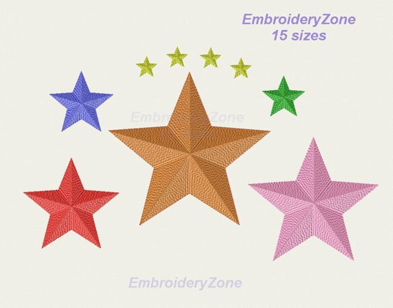 Set star embroidery design Full filling. Basic simple mini Etsy