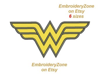 designs Logo Wonder Woman APPLIQUE machine embroidery design Wonder Woman logo. Wonderwoman Friend of Batman embroidery. 6 sizes.