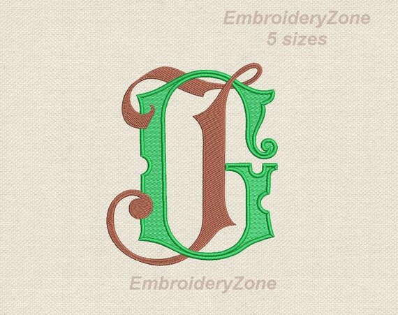Doble Monograma De Boda J G Maquina Bordado Disenos Jg Gj 2 Etsy
