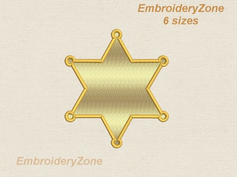Sheriff star embroidery design applique star of sheriff Etsy