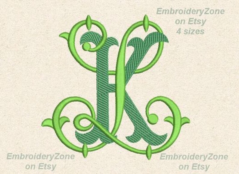 Double wedding monogram k  l machine embroidery designs kl  etsy