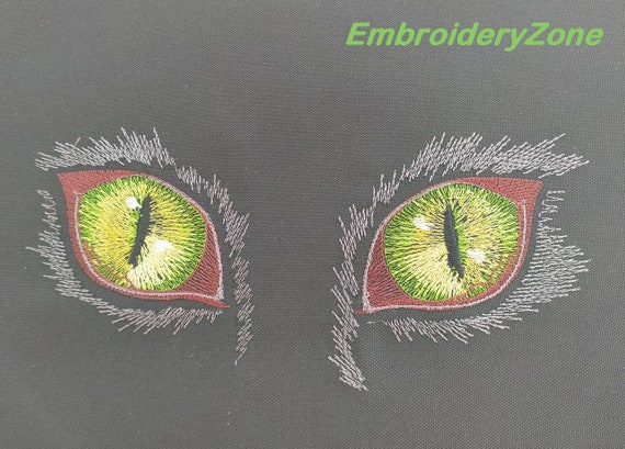 Conception Realiste De Broderie Dyeux De Chat Oeil Des Yeux Etsy France