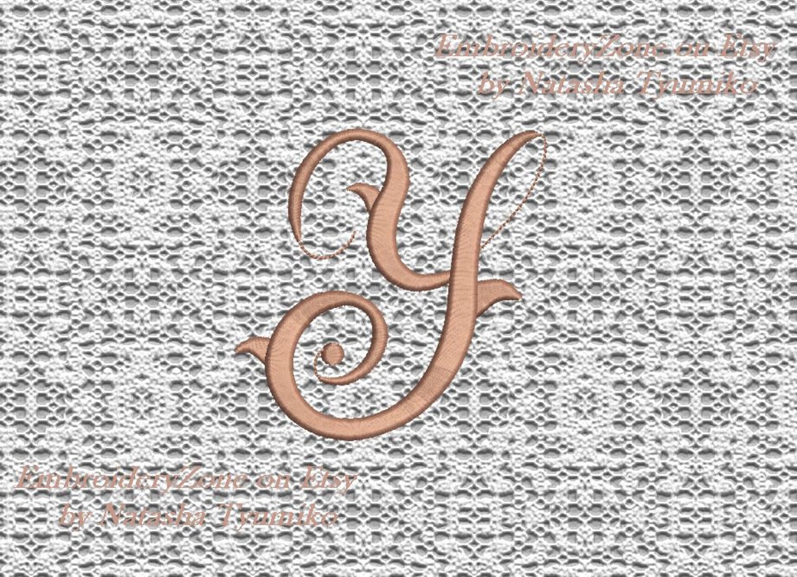 Vintage monogram Y embroidery design initial fancy letter y Etsy