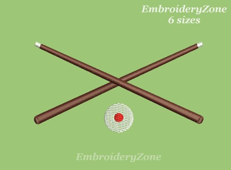 Billiard Ball Embroidery Design and Ques Pool Sticks Etsy