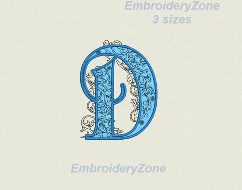 Large letter D Applique machine embroidery design Monogram D | Etsy