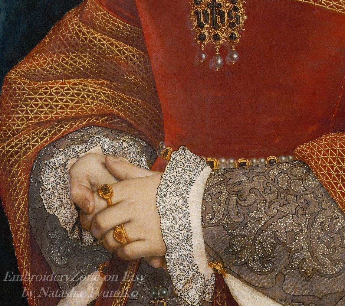 Blackwork from Qeen of England Jane Seymour. Embroidery Etsy