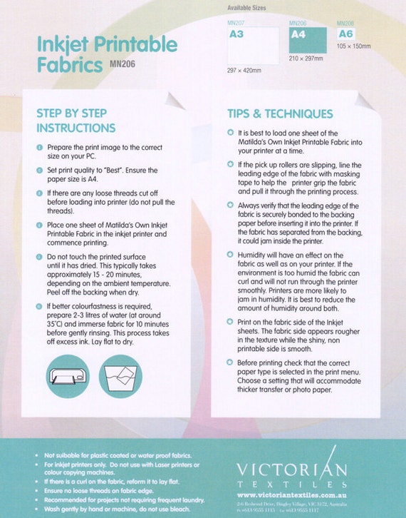 Matildas Personal Inkjet Printable Cloth Sheets A3 Dimension (5 Sheets) 42cm x 30cm, Print pictures upon material photo relating to Printable Fabric Sheets titled Matildas Individual Inkjet Printable Cloth Sheets A3 Sizing (5 Sheets) 42cm x 30cm, Print illustrations or photos upon material