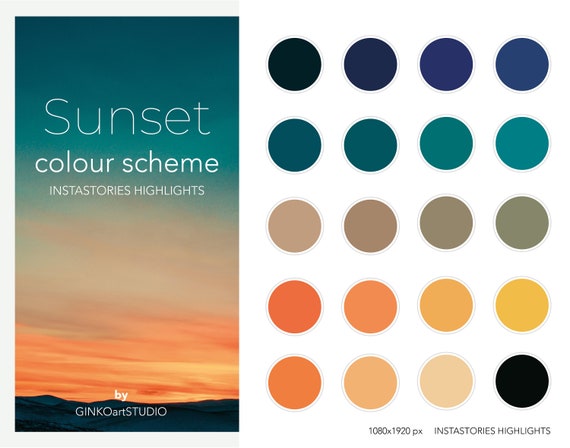 Sunset Color Scheme Instagram Instastories Highlights Etsy