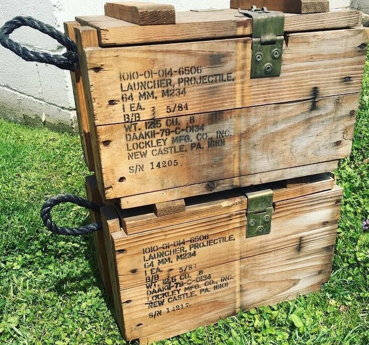 Military Wooden Ammo Crates | Free US SHIPPING! | US Army Surplus Vintage Antique wooden crate wood box Military Surplus