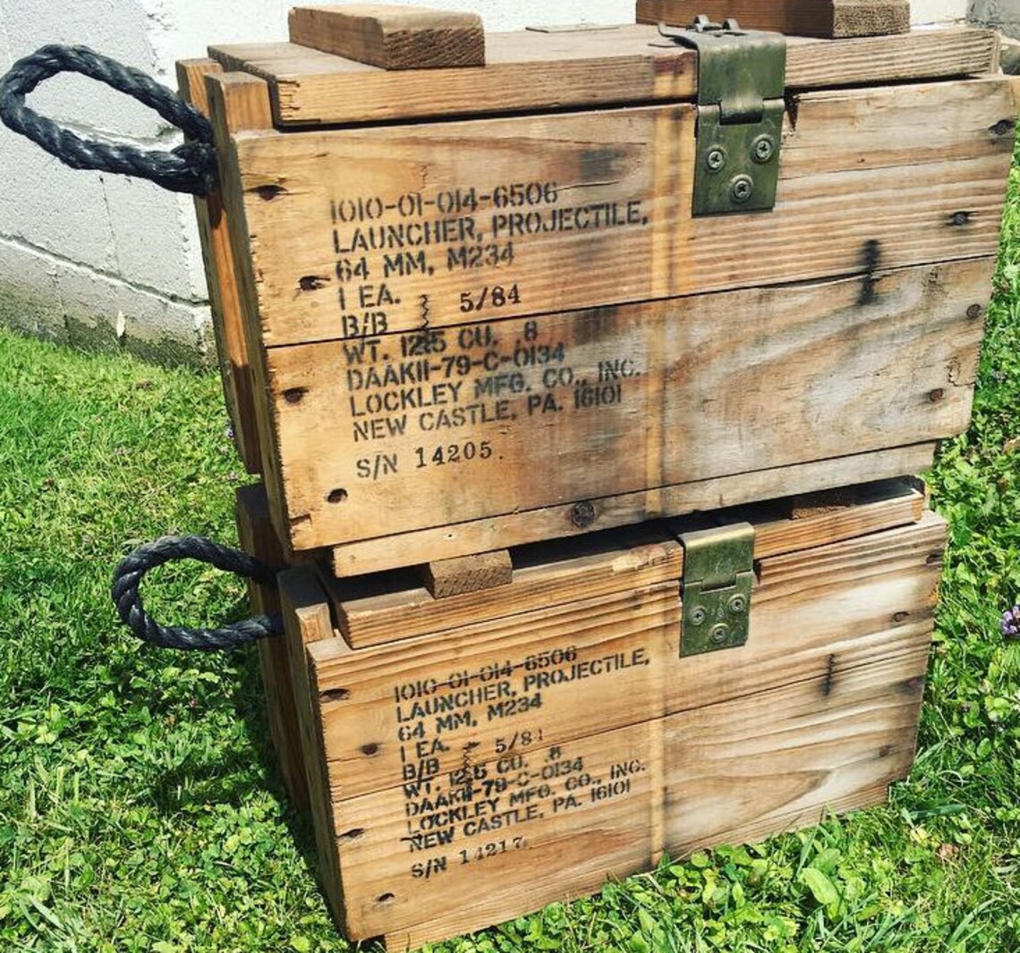 Military Wooden Ammo Crate Free US SHIPPING US Army Etsy