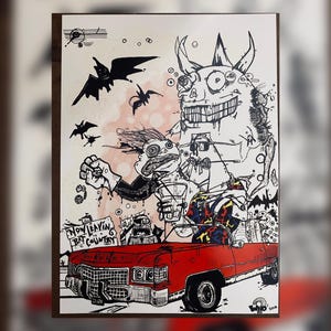 Ahora dejando el país de los murciélagos - Miedo y asco Steadman Hunter Thompson Impresión de 11 x 15