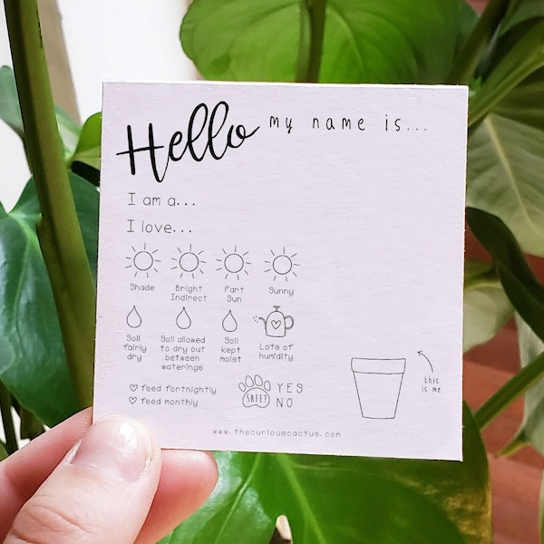 Plant Care Tags DIGITAL DOWNLOAD Print Yourself at Home - Plant care tags for gifts or plant sitter - monthly printable file A4/US Letter