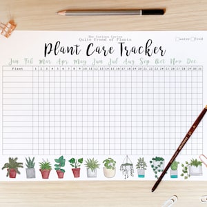 Plant Care Tracker DIGITAL DOWNLOAD Print Yourself at Home - Plant water and feed tracker calendar - monthly printable file A4/US Letter