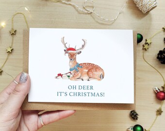 Pairs of funny animals for christmas greeting