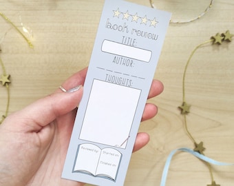 Book Review Bookmark - For Book Lover/Bibliophile, Bookish Gift, Reading Tracker/Record