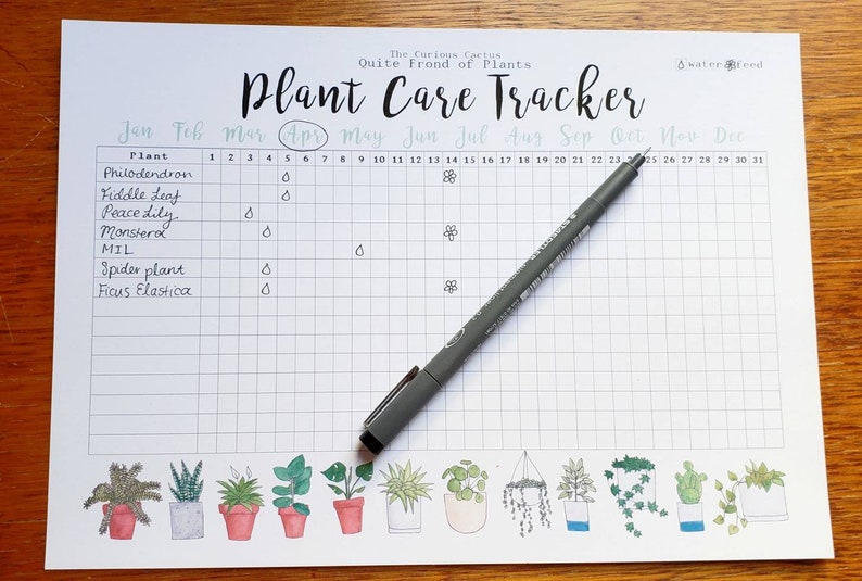Plant Care Tracker DIGITAL DOWNLOAD Print Yourself at Home Etsy