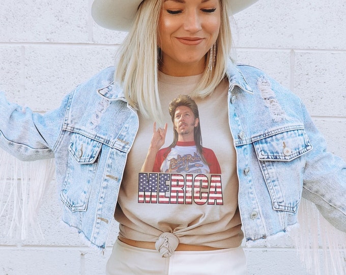 Merica 4th of July Shirt Joe Dirt Redneck Mullet American Flag Details