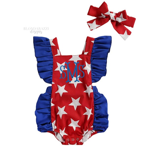 Applique Romper- Flag main image 0