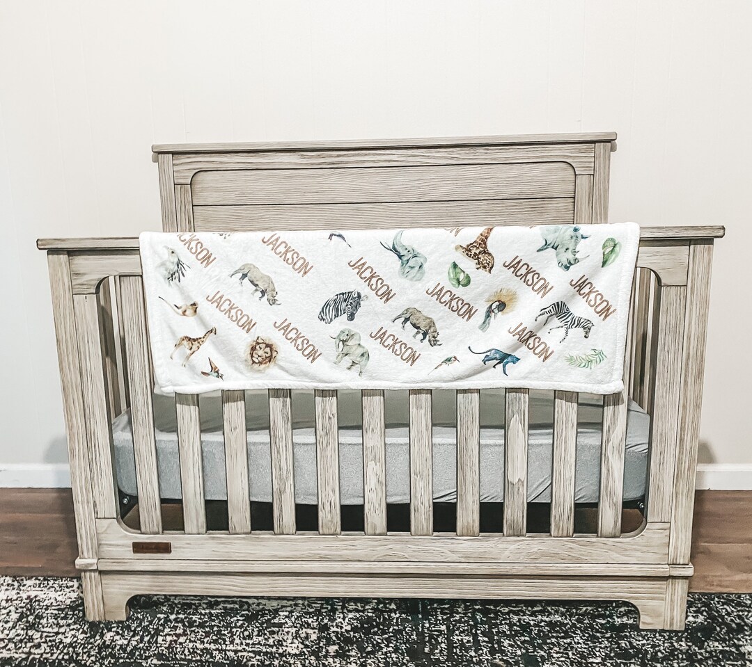 Jungle Safari Baby Blanket With Personalized Custom Name Etsy