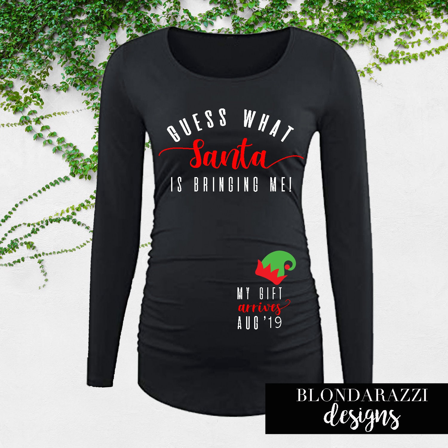 Christmas Pregnancy Announcement Maternity Style Shirt for Mom- Guess what Santa is ...1500 x 1500