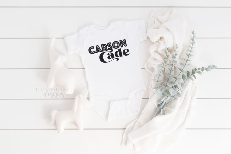 gender neutral vintage old school retro hippie boho style font Personalized Baby Outfit for boy or girl fast shipping