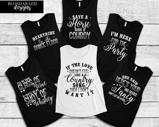 Country Music Bachelorette Party Muscle Tank Top Shirts for Nashville or Concert