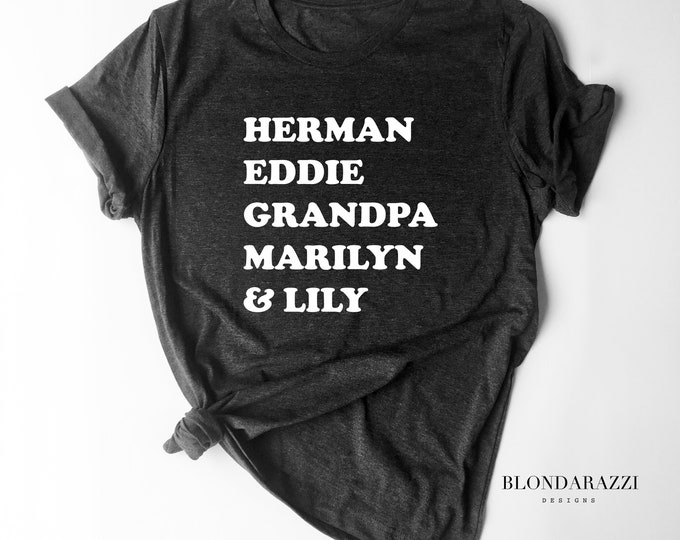 Womens Halloween Shirt - Munsters Herman Eddie Grandpa Marilyn Lily Munster