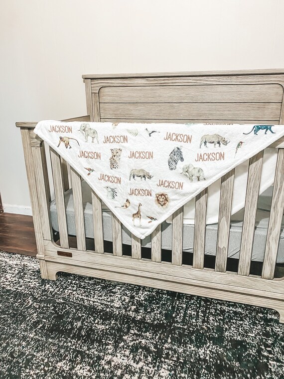 Jungle Safari Baby Blanket With Personalized Custom Name Etsy