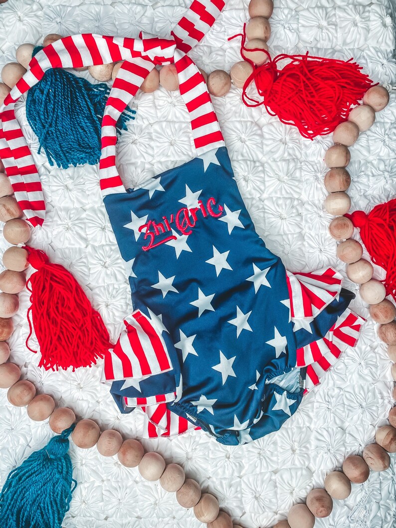 Baby Girl Fourth of July Outfit Navy Blue With Stars and Etsy