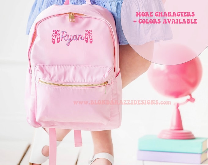 Girls Dance Backpack Bag for School or Ballet Class with personalized embroidered name - mid size and full size available