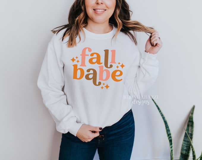 Fall Babe Sweatshirt - Womens Fall Fashion Outfit Piece - Boho multicolor ombre font