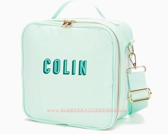 Womens Lunchbox Embroidered Personalized Name - For Women Ladies Teens pink mint navy black available