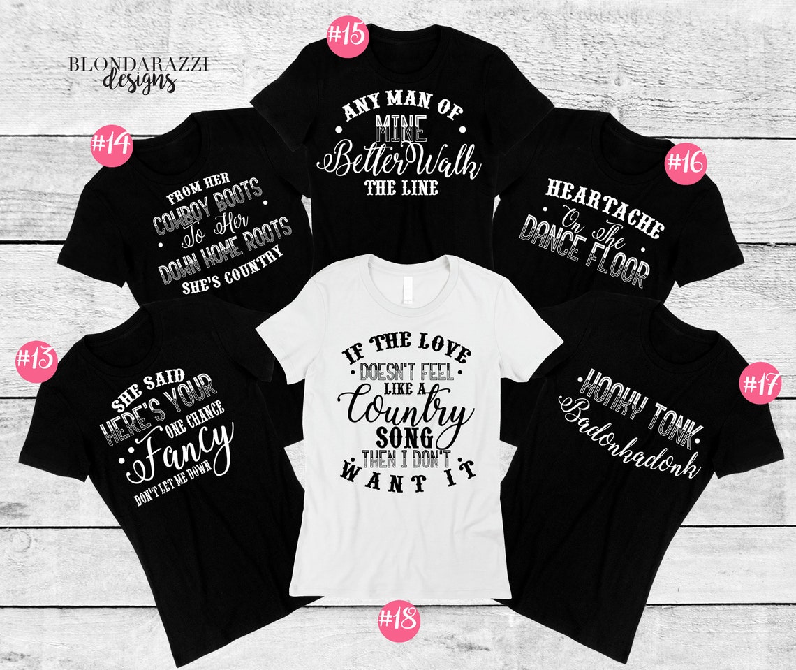 Country Music Bachelorette Party Crew Neck Shirts With Song | Etsy