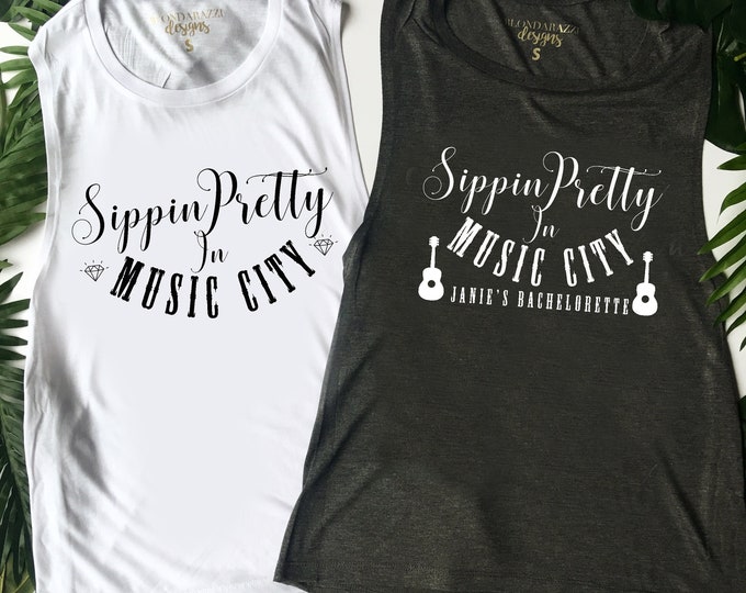 Sippin Pretty Bachelorette Party Muscle Tees