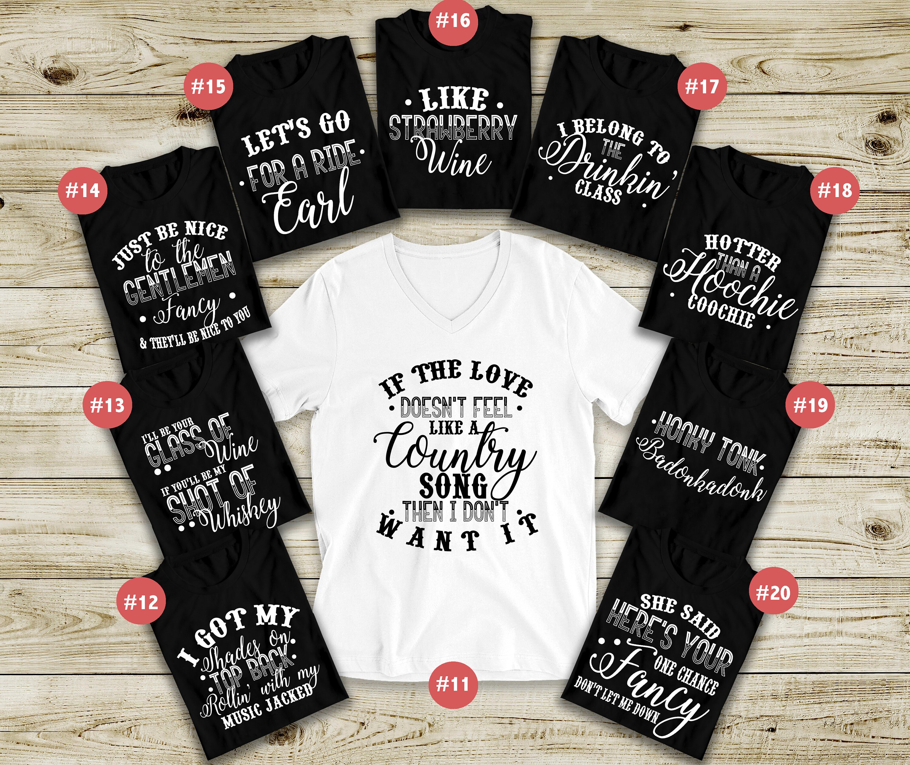 Country music lyrics vneck tshirts for bachelorette concert or Etsy
