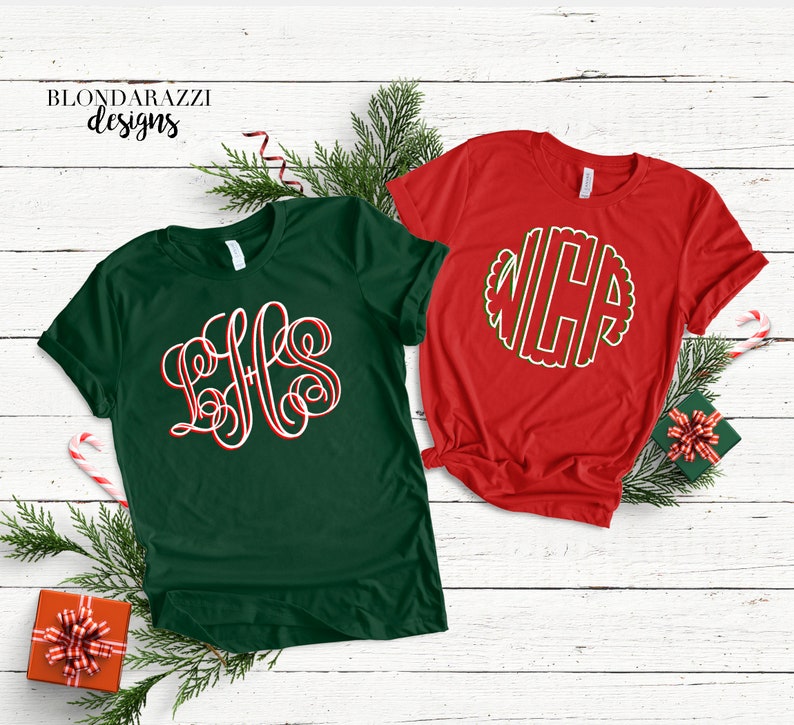 Christmas Monogram Shirt | Etsy