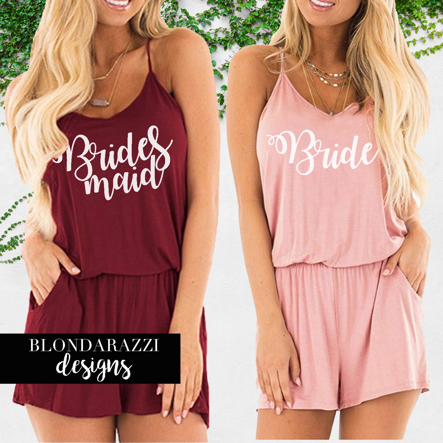 bride getting ready romper