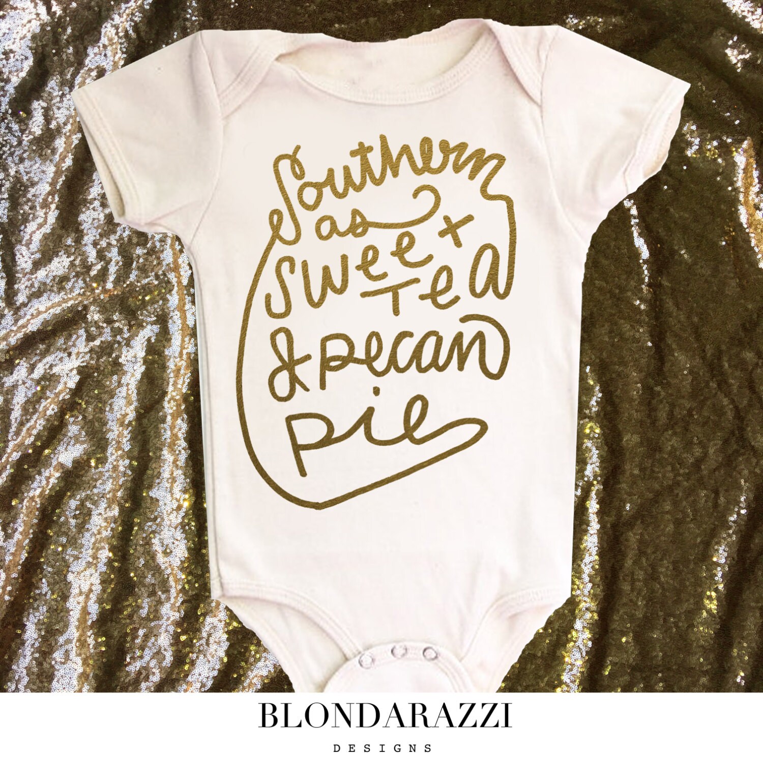 SOUTHERN Baby Onesie Outfit for baby girl neutral and gold southern