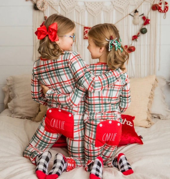 Cotton Sisters Monogrammed Flannel Matching Family Pajama Set - Classic Monogram