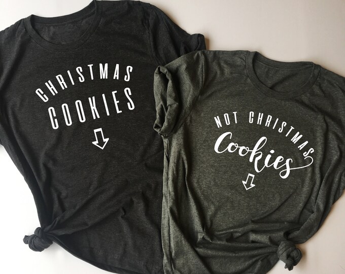 Christmas Cookies Baby Pregnancy Announcement Matching Short Sleeve Shirts for Mom and Dad