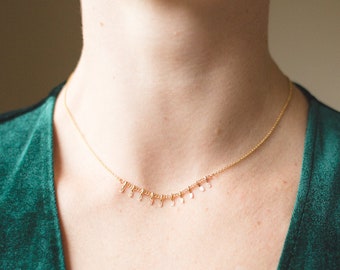 Sparkle Choker necklace and delicate chain with small gold tassel