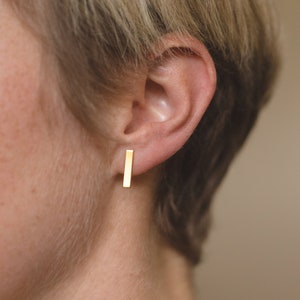 Bar Stud Earrings, Simple Gold Earrings, Elegant, Minimal