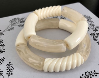 Set of 2 beige elastic bracelets