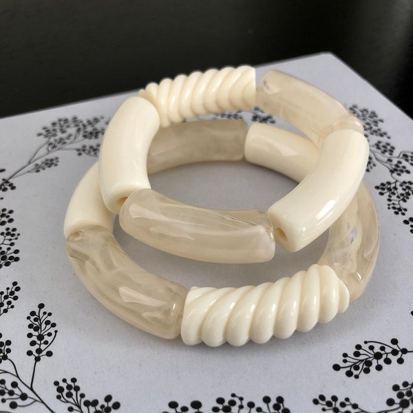 Lot 2 Bracelets beige élastique