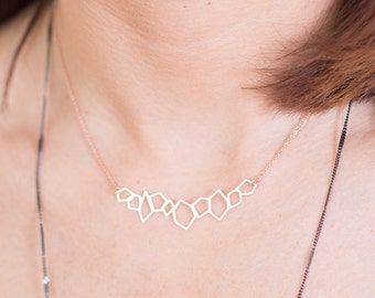 Laser Cut Graphic Geometric Pendant Short Crystal Necklace