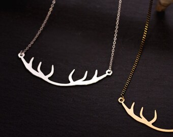 Deer Pendant Necklace, Choker, Fine Mesh Chain