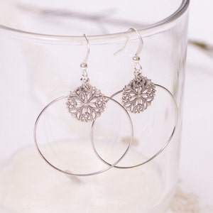 Creole Earrings Silver Lace image 2